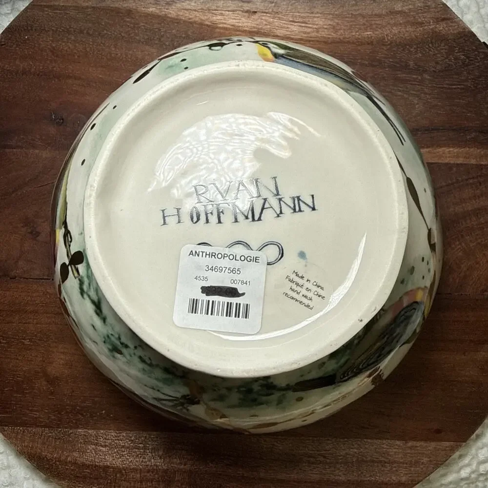 Anthropologie Rvan Hoffman Colorful Dreambirds 2015 Serving Bowl 7.5” Retired